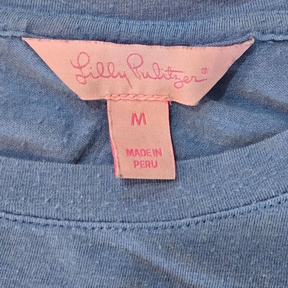 Lilly Pulitzer Blue Gray Long Sleeve Top Tee Giraffe XX Lilly Medium - Picture 5 of 10
